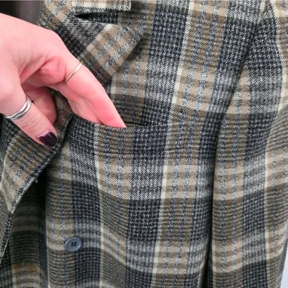 Vintage KENZO Paris Oversized Blazer 100% wool plaid size 40 women's blazer - Picture 7 of 8